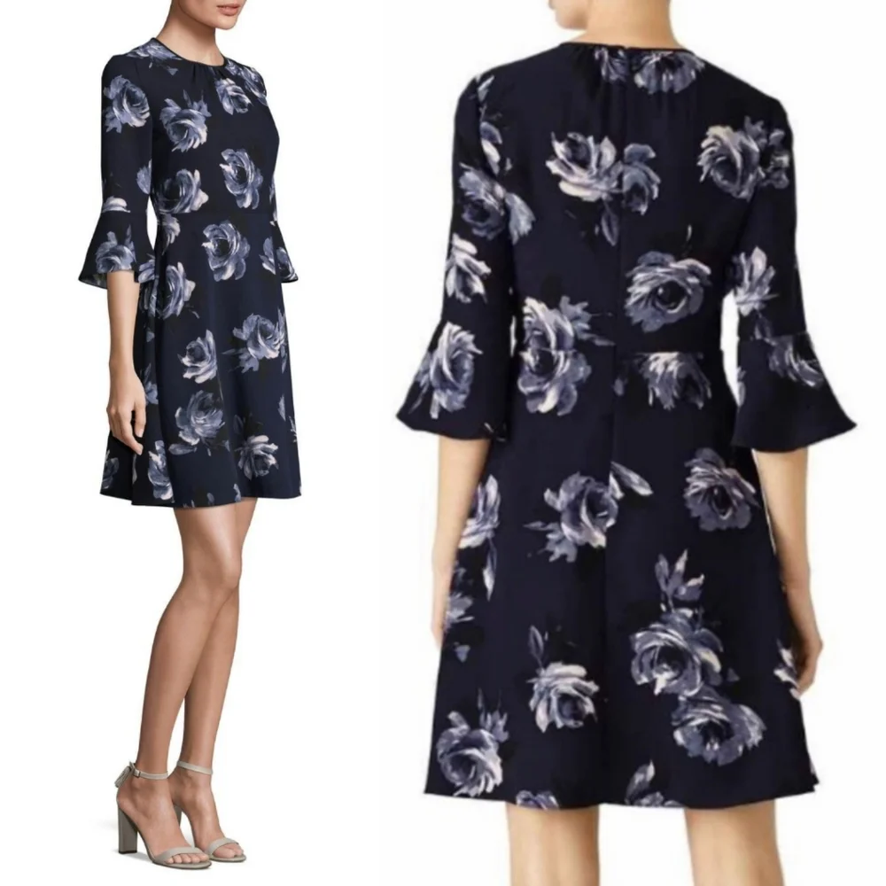 Kate Spade Night Rose Crepe Dress